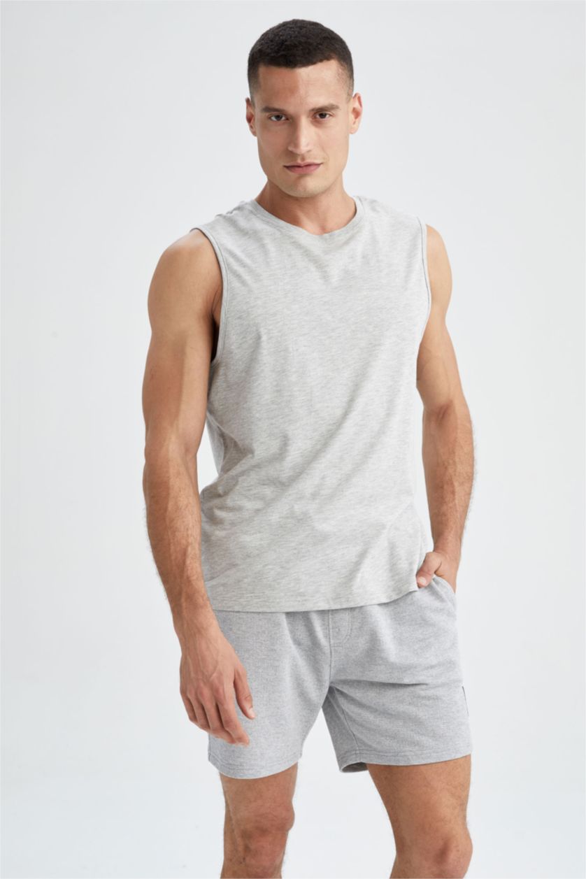 MAN Light Blue Defacto Fit Standard Fit Crew Neck Sports Tank Top