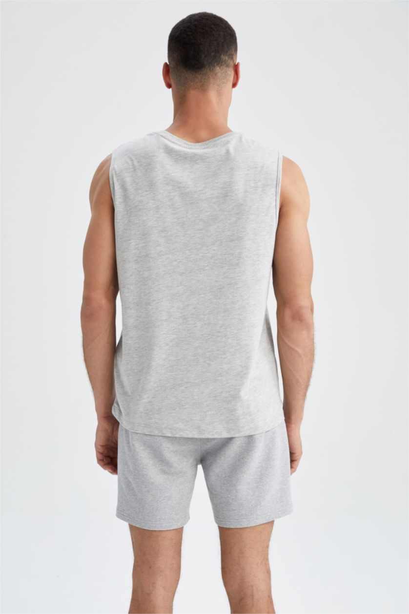 MAN Light Blue Defacto Fit Standard Fit Crew Neck Sports Tank Top