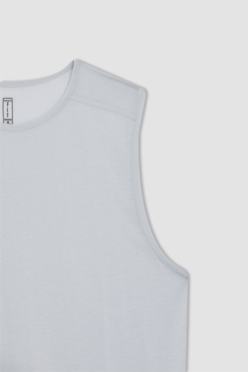MAN Light Blue Defacto Fit Standard Fit Crew Neck Sports Tank Top