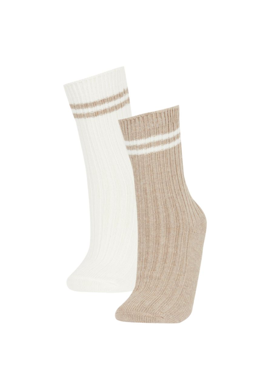 FEMME Marron Clair Chaussettes d'hiver Coton 2 Femme