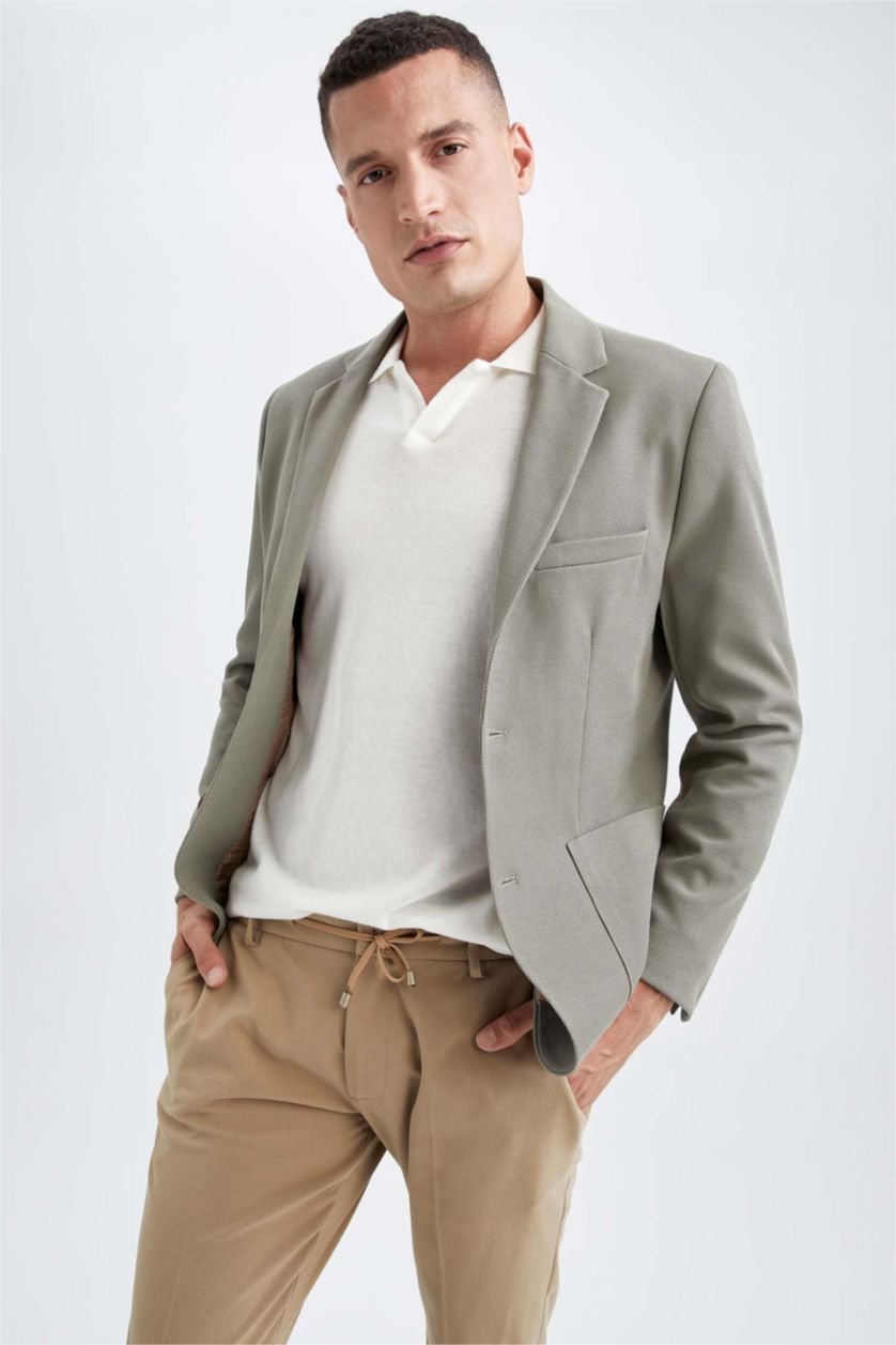 MAN Green Slim Fit Lined Blazer