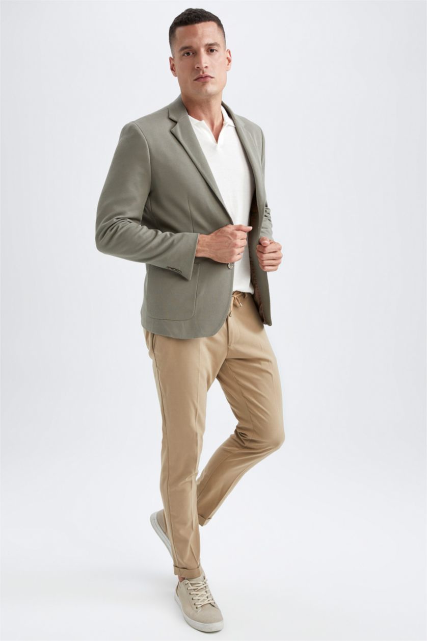 MAN Green Slim Fit Lined Blazer