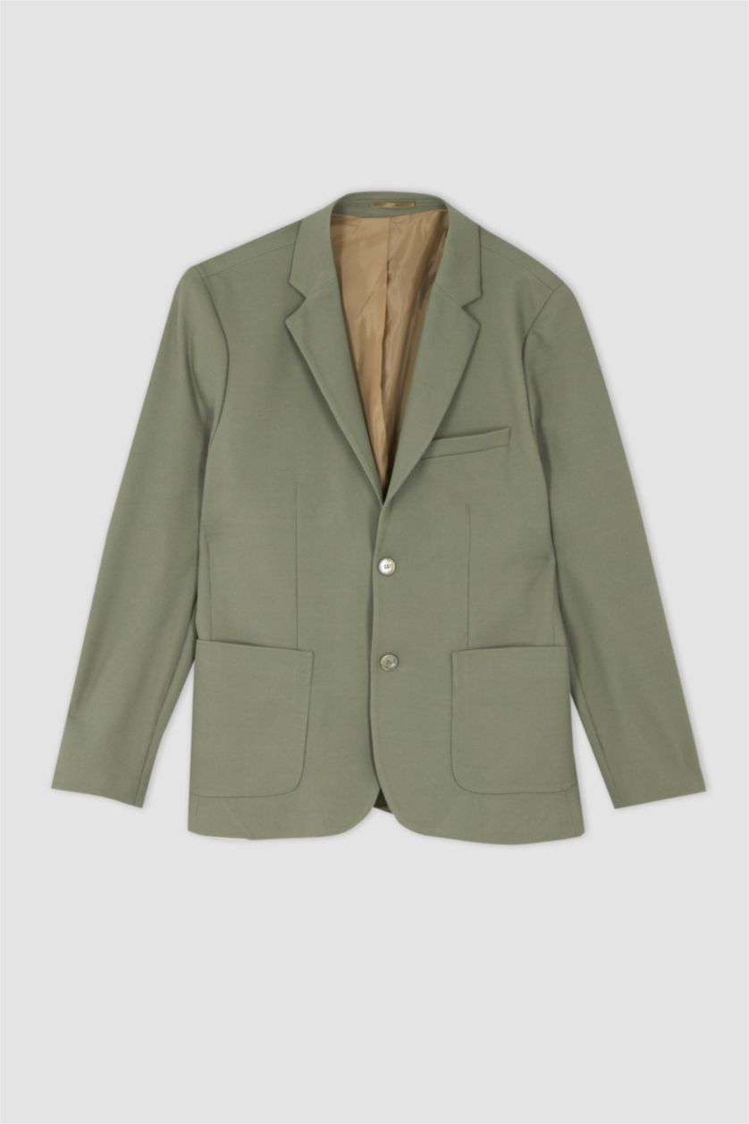 MAN Green Slim Fit Lined Blazer