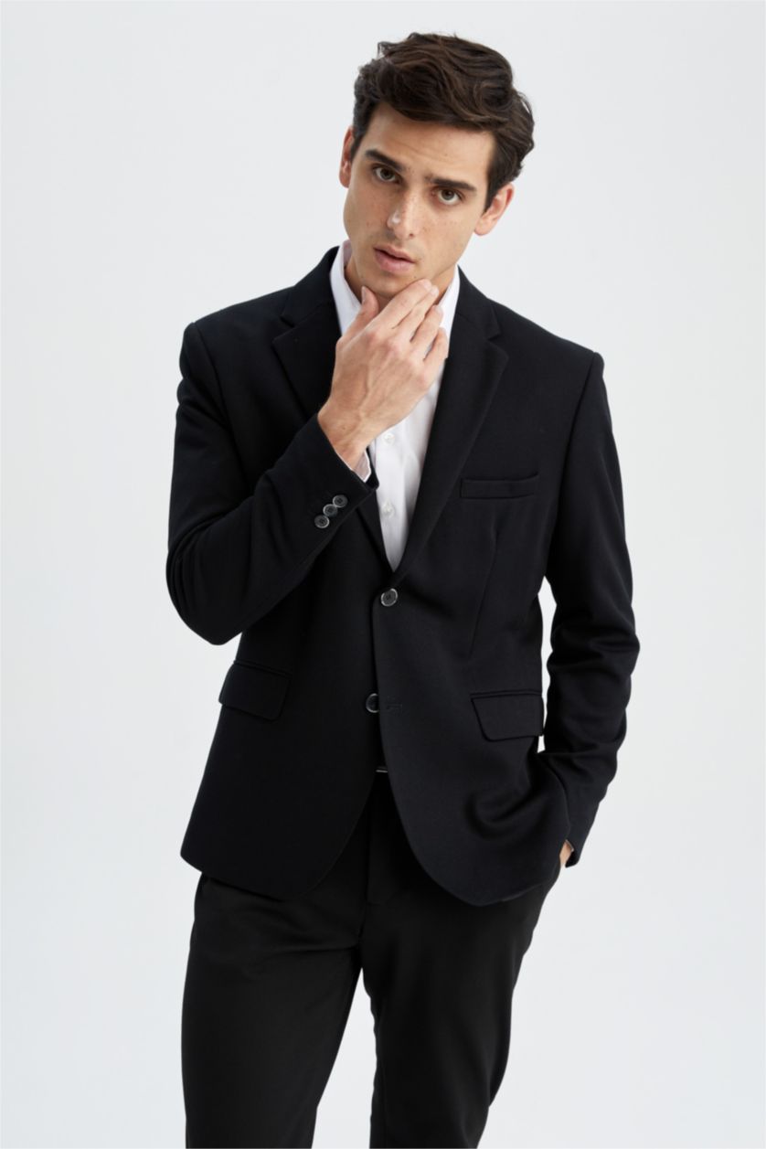 HOMME Noir Blazer doublé coupe slim