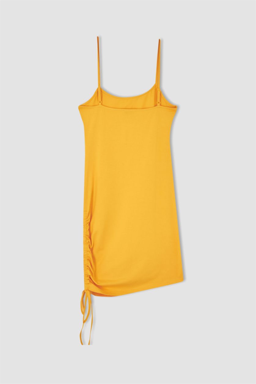 نساء أصفر فستان قصير نص ردن بوديكون بحمالات