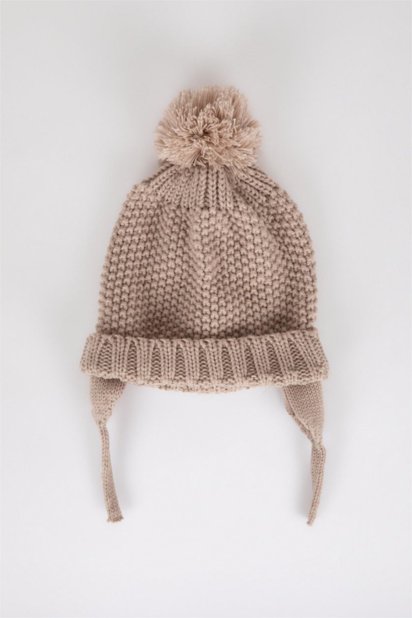 BÉBÉ FILLE Beige Ensemble Bonnet et écharpe à pompon pour BéBé Fille