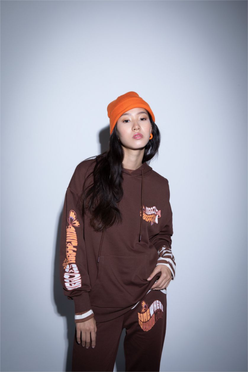 نساء بني Oversize Fit Thick Sweatshirt Fabric Sweatshirt