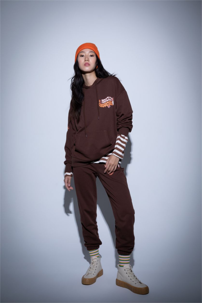 نساء بني Oversize Fit Thick Sweatshirt Fabric Sweatshirt