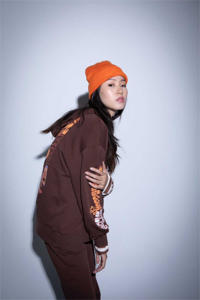 نساء بني Oversize Fit Thick Sweatshirt Fabric Sweatshirt