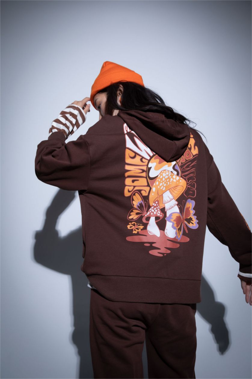 نساء بني Oversize Fit Thick Sweatshirt Fabric Sweatshirt