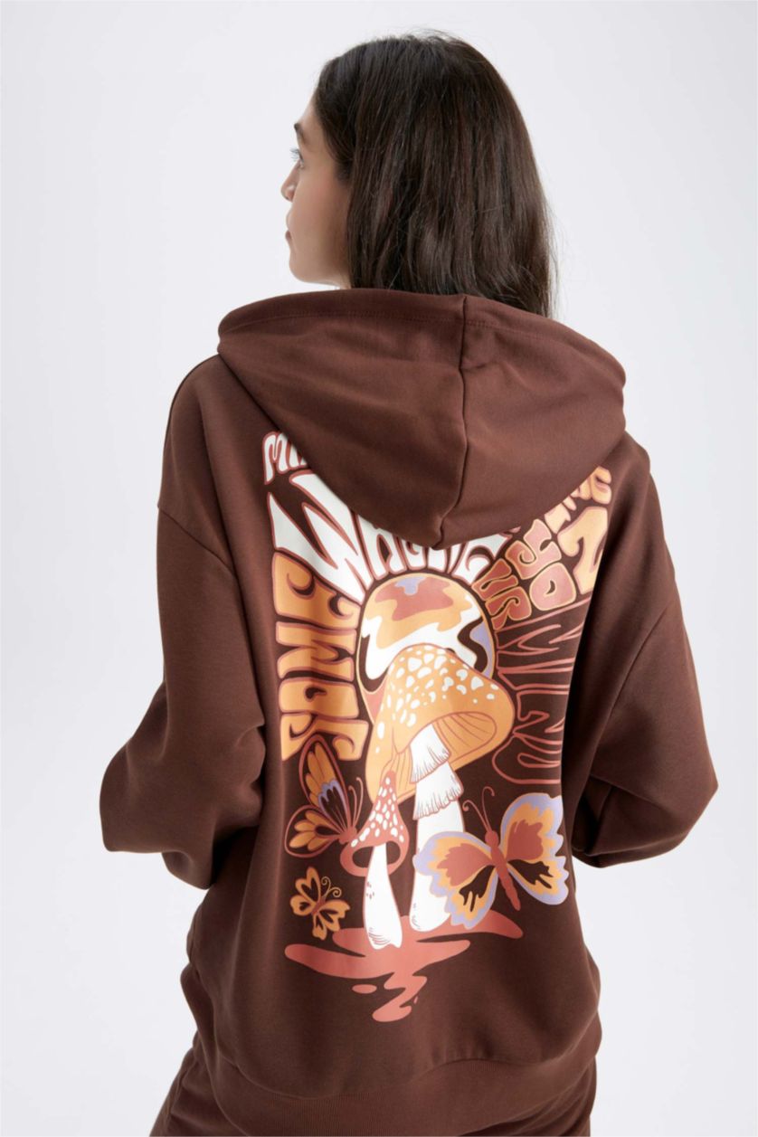 نساء بني Oversize Fit Thick Sweatshirt Fabric Sweatshirt