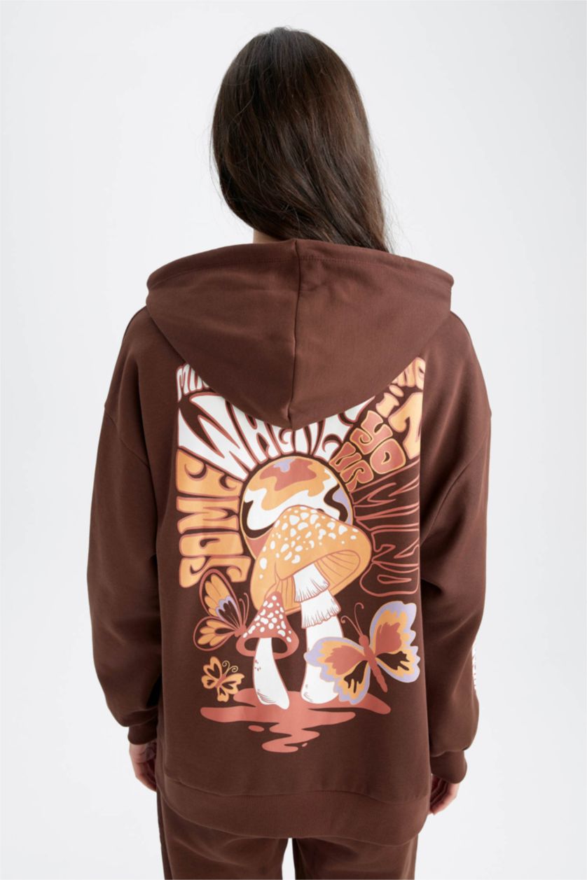 نساء بني Oversize Fit Thick Sweatshirt Fabric Sweatshirt