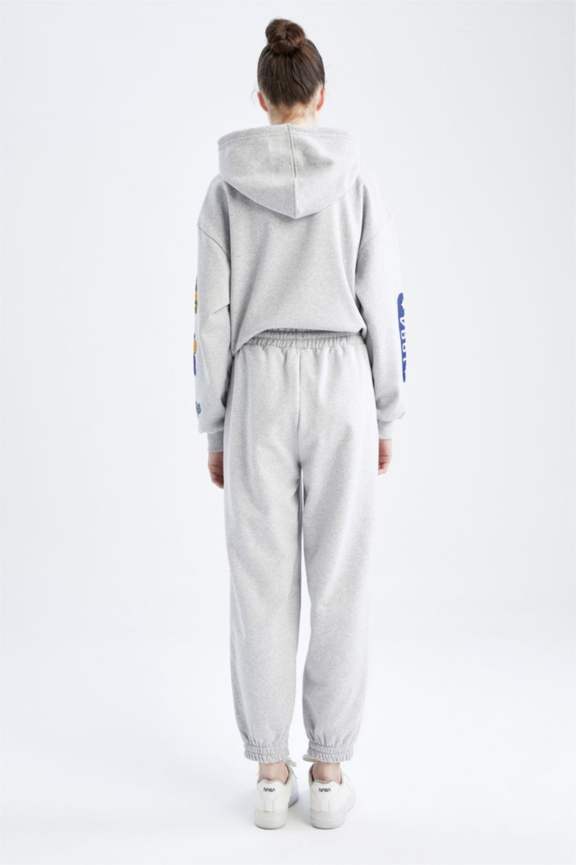 نساء ميلانج رمادي بنطلون سويت بانتس مطبوع  بقصة فضفاضة