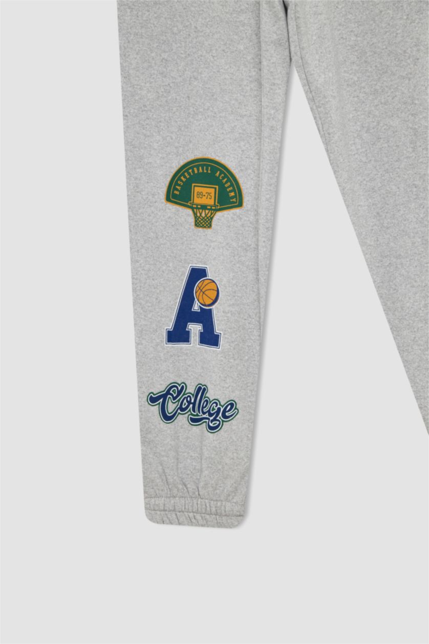 نساء ميلانج رمادي بنطلون سويت بانتس مطبوع  بقصة فضفاضة