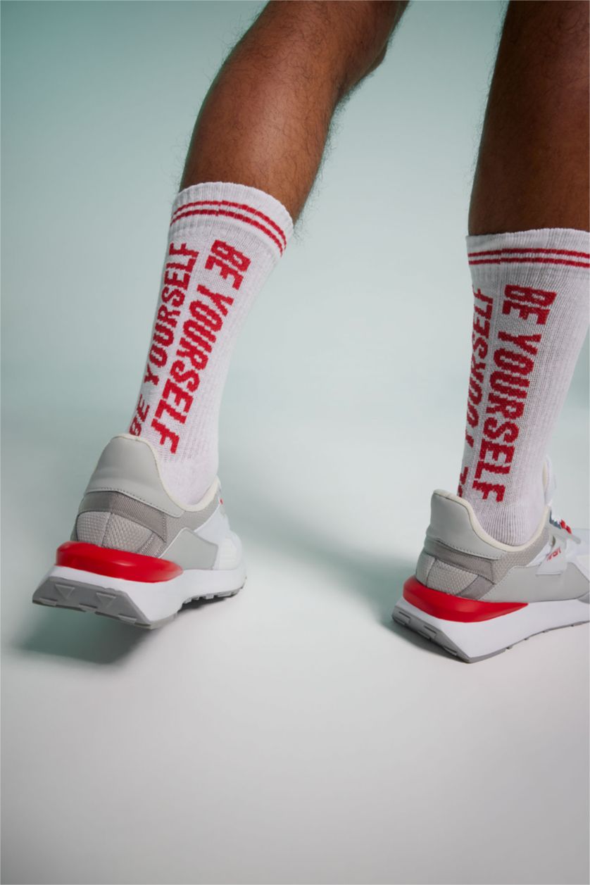 Erkek Beyaz Erkek 2'li Pamuklu Uzun Çorap