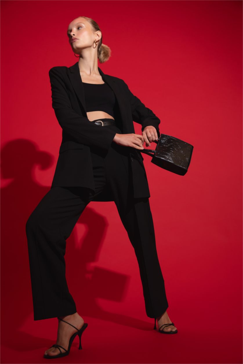 FEMME Noir Pantalon Jambes larges Ourlet régulier