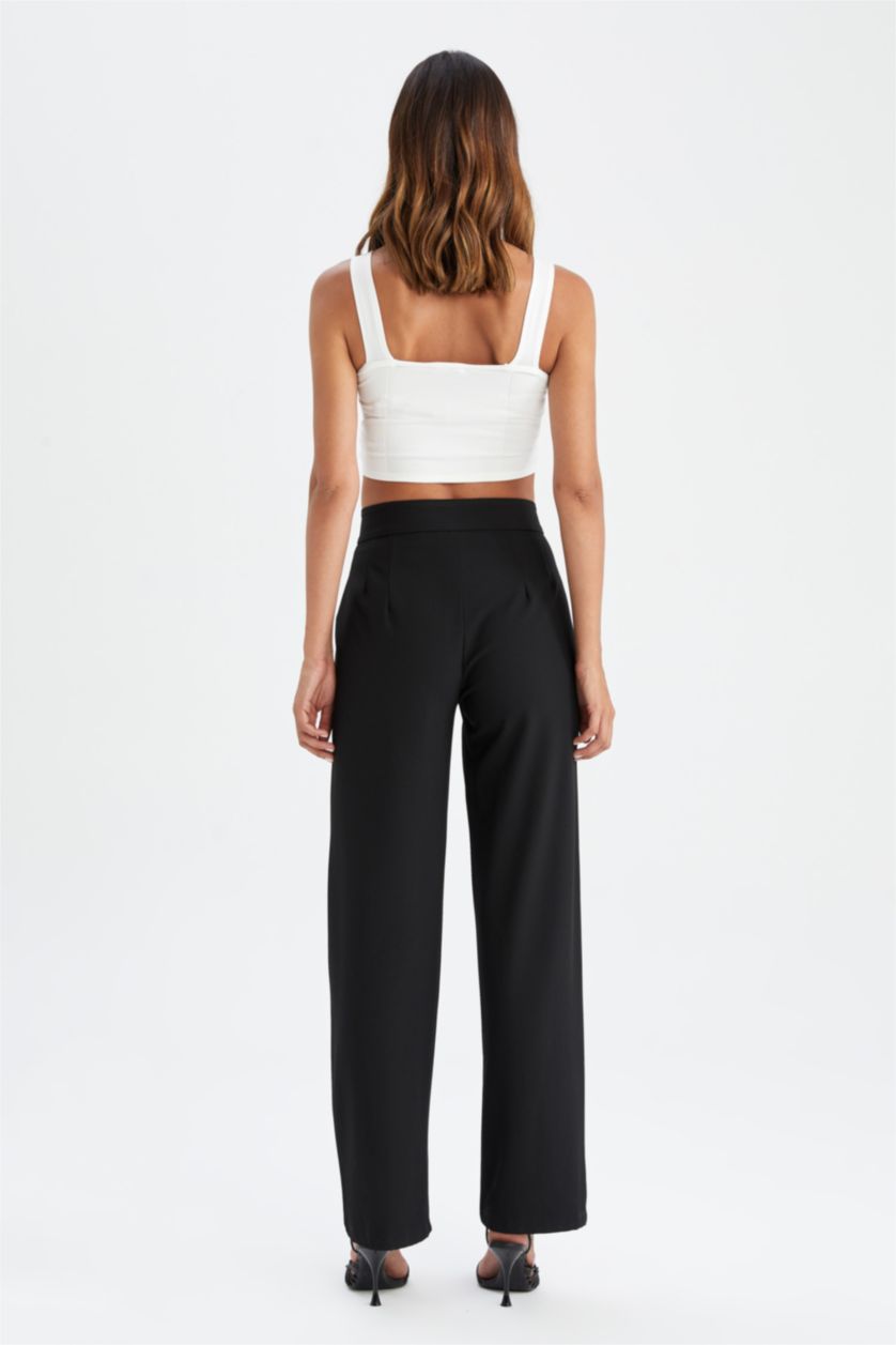 FEMME Noir Pantalon Jambes larges Ourlet régulier