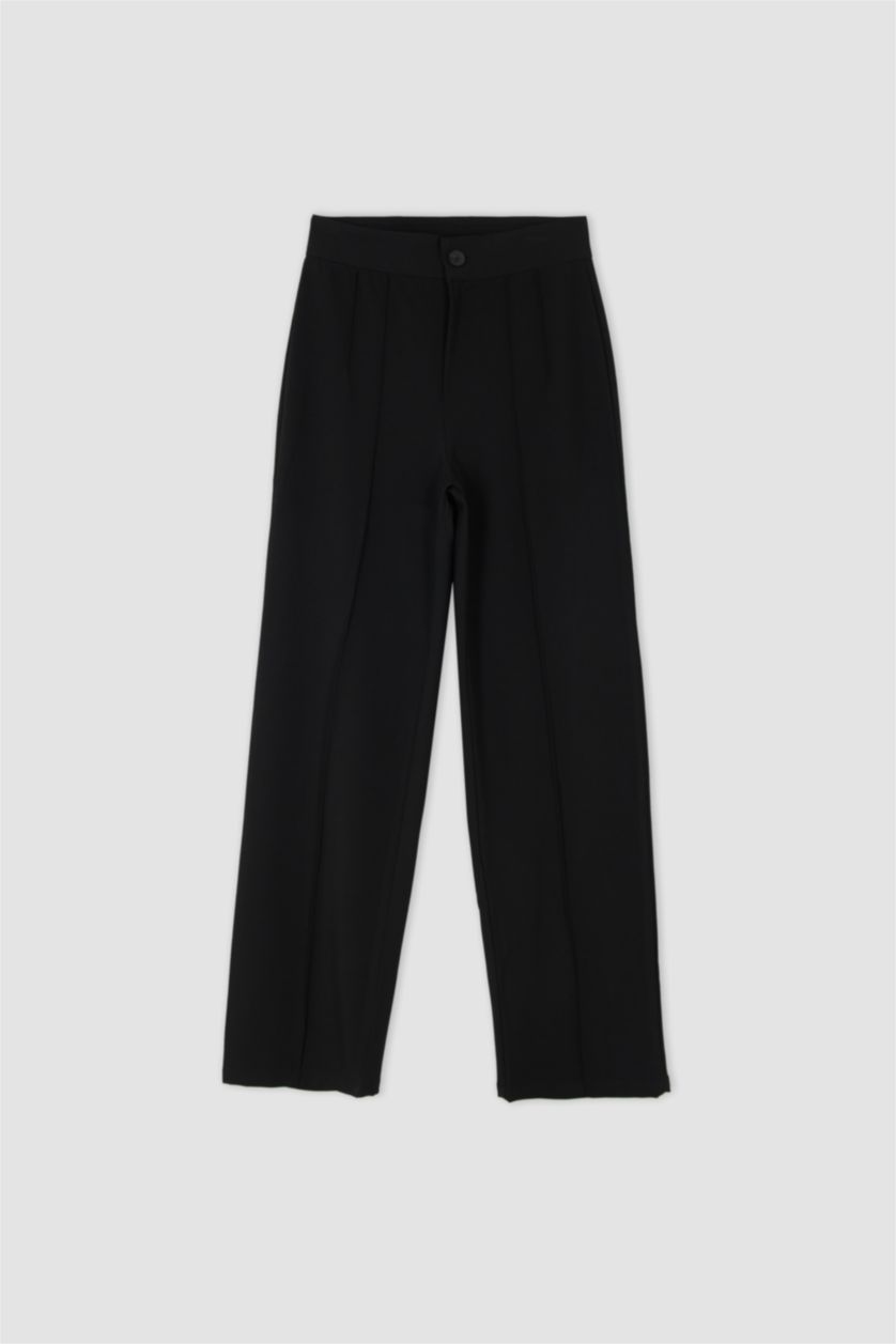 FEMME Noir Pantalon Jambes larges Ourlet régulier