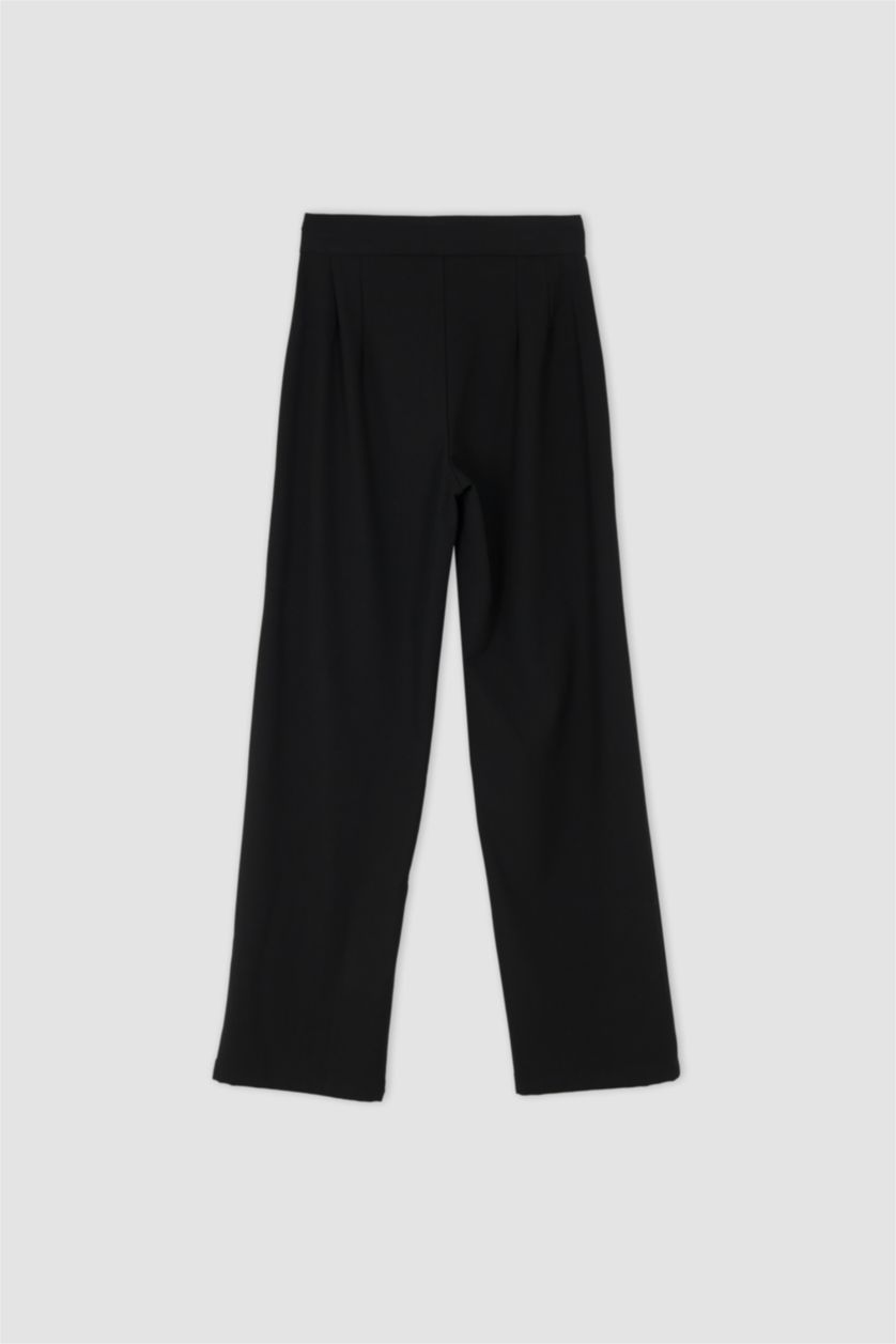 FEMME Noir Pantalon Jambes larges Ourlet régulier