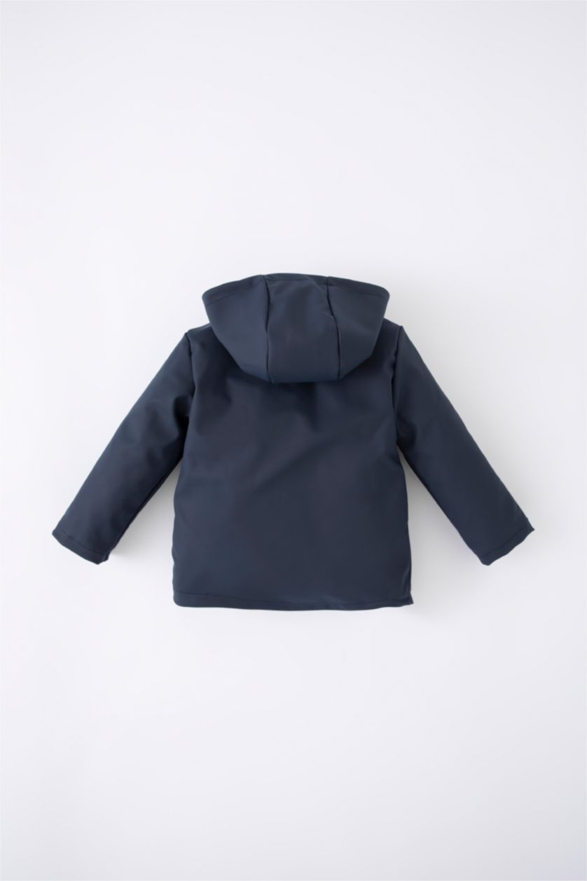 Erkek Bebek İndigo Erkek Bebek Su Geçirmez Kapüşonlu Polar Astarlı Mont