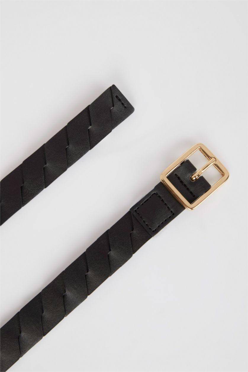 Kadın Siyah Kadın Oval Toka Suni Deri Klasik Kemer