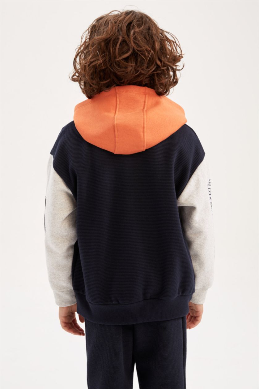 BOYS & TEENS NAVY Oversize Fit College Collar Cardigan