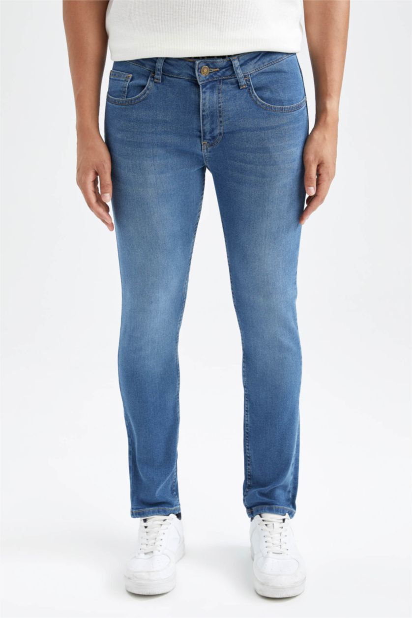 Erkek Mavi Carlo Skınny Fıt Normal Bel Dar Paça Pantolon