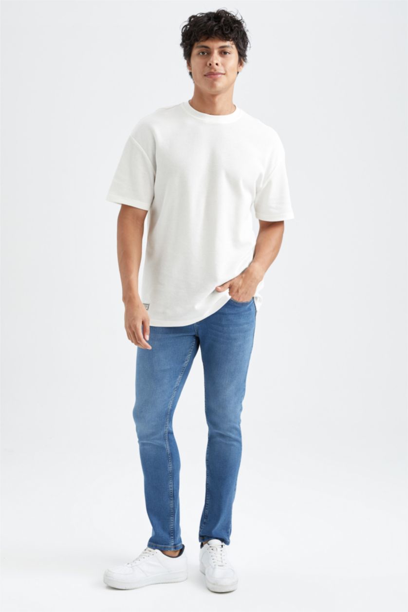 Erkek Mavi Carlo Skınny Fıt Normal Bel Dar Paça Pantolon