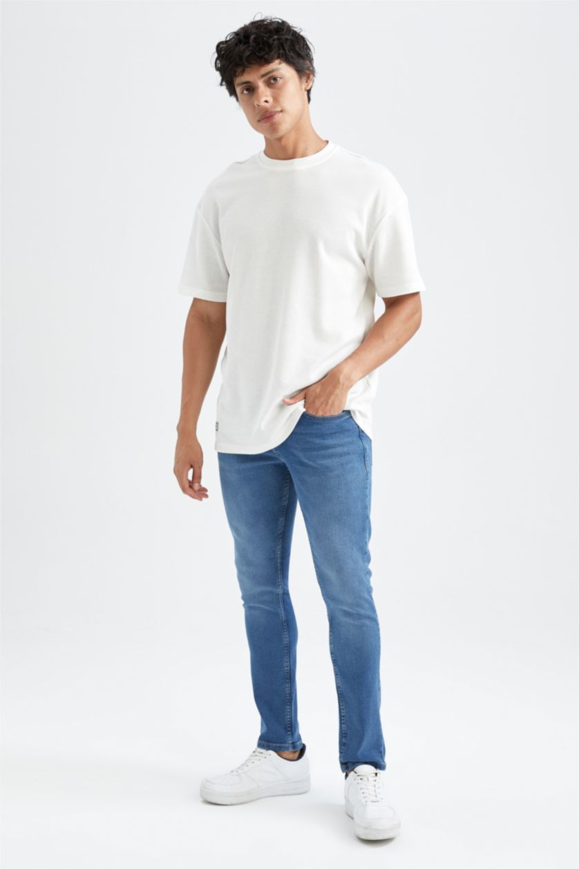 Erkek Mavi Carlo Skınny Fıt Normal Bel Dar Paça Pantolon