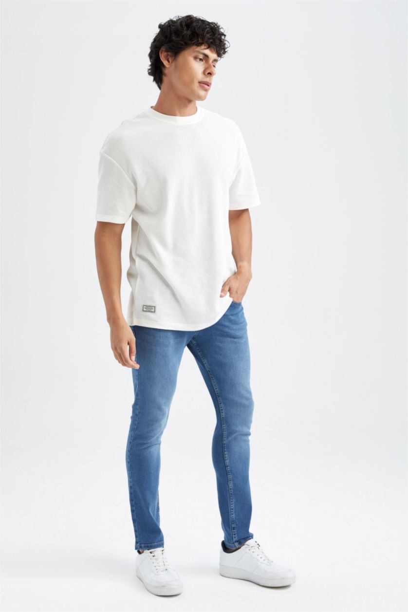 Erkek Mavi Carlo Skınny Fıt Normal Bel Dar Paça Pantolon