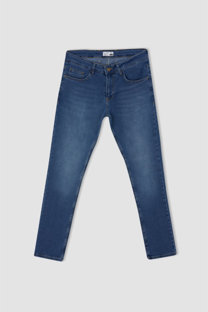 Erkek Mavi Carlo Skınny Fıt Normal Bel Dar Paça Pantolon