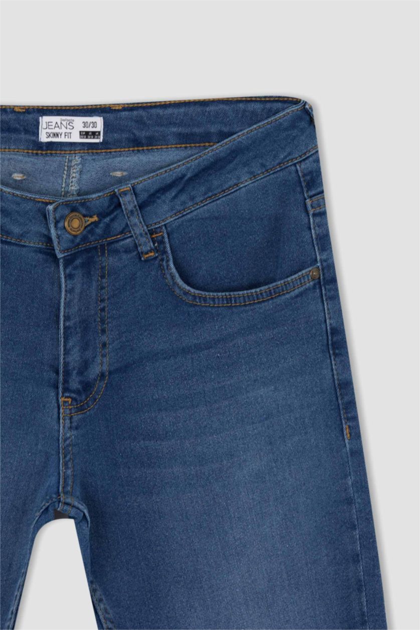 Erkek Mavi Carlo Skınny Fıt Normal Bel Dar Paça Pantolon