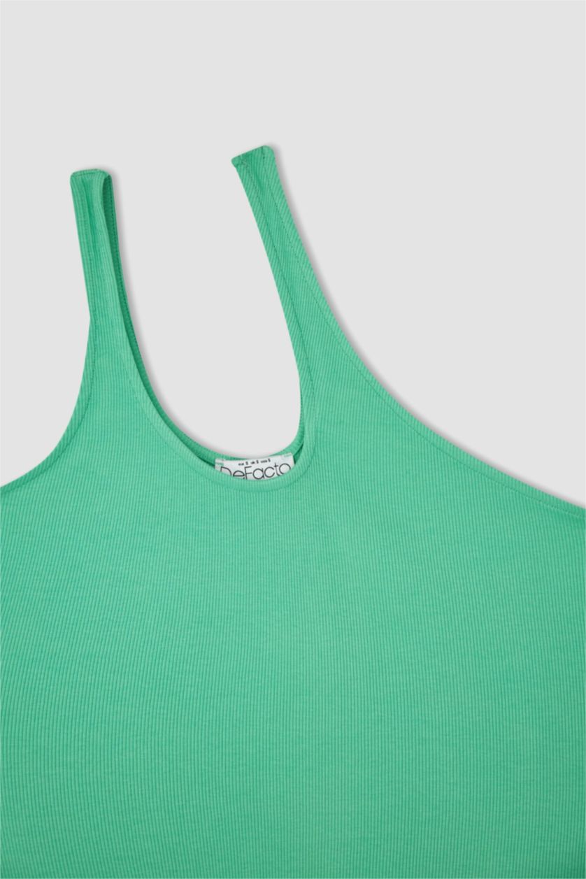 نساء أخضر فستان قصير بيزك بكتف واحد