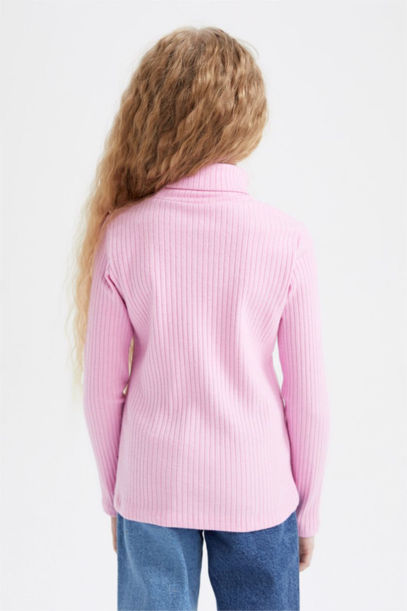 GIRLS & TEENS Pink Girl Turtleneck Corduroy Camisole Long Sleeve T-Shirt