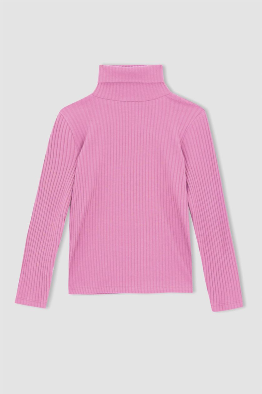 GIRLS & TEENS Pink Girl Turtleneck Corduroy Camisole Long Sleeve T-Shirt