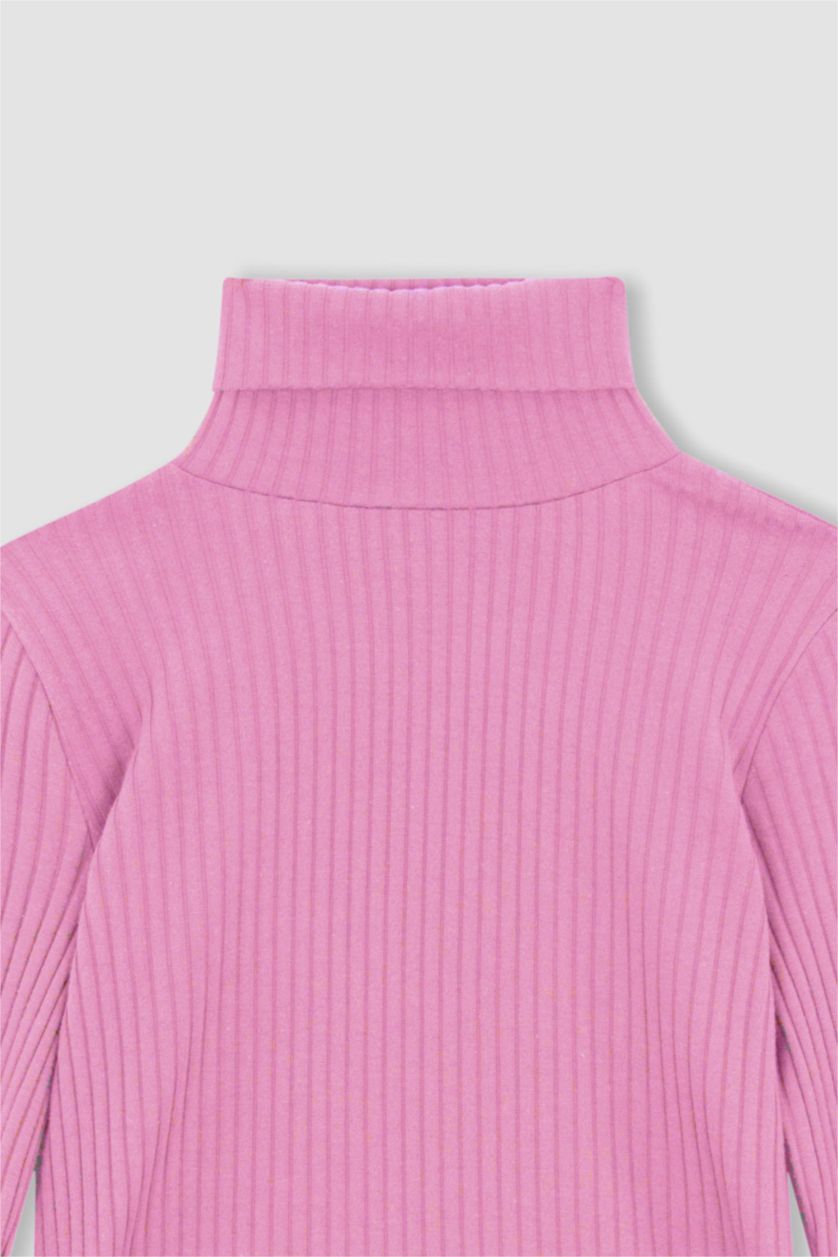 GIRLS & TEENS Pink Girl Turtleneck Corduroy Camisole Long Sleeve T-Shirt