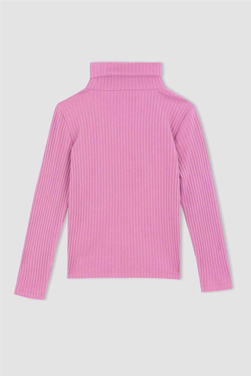 GIRLS & TEENS Pink Girl Turtleneck Corduroy Camisole Long Sleeve T-Shirt