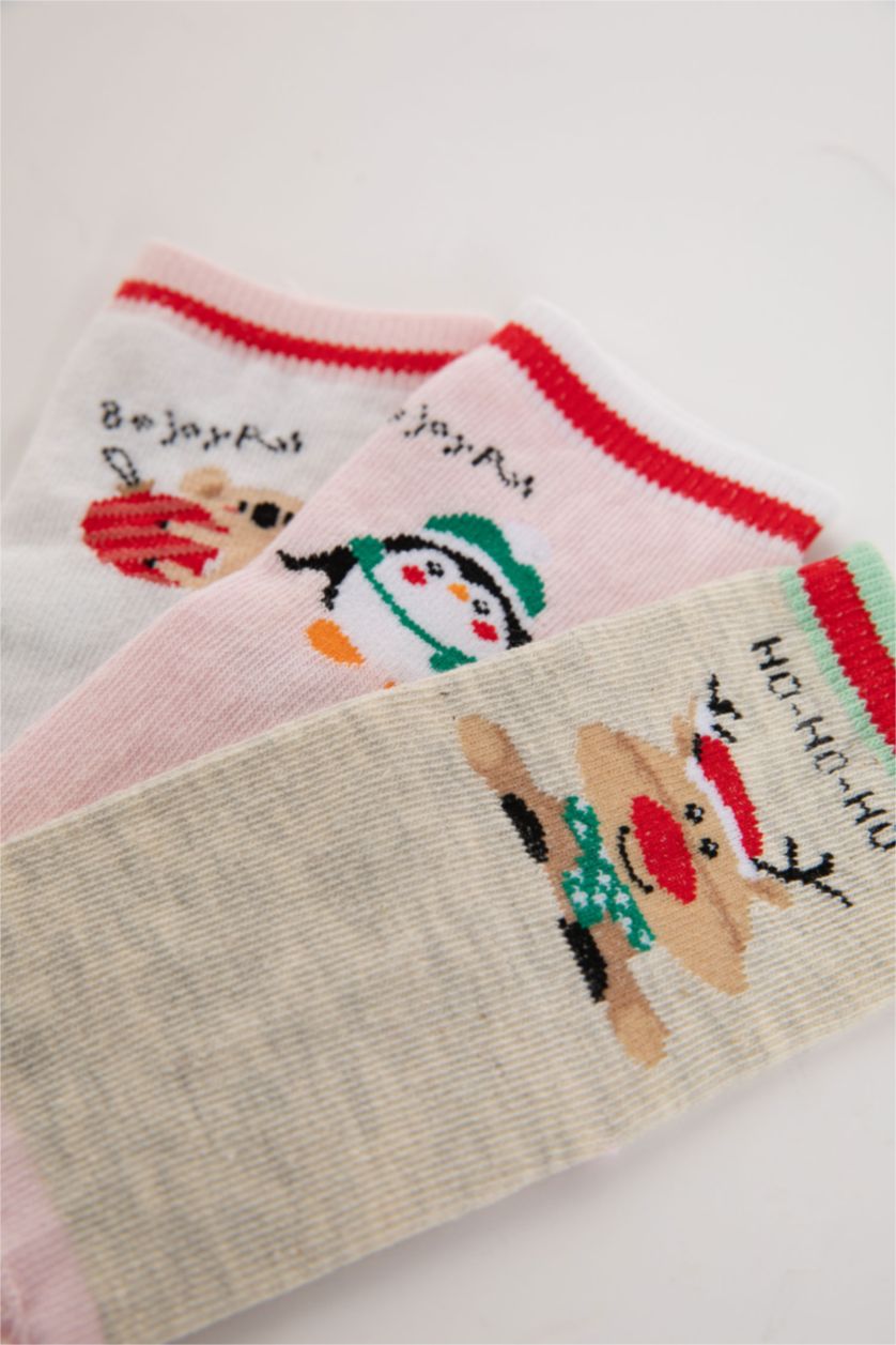 BABY GIRL Karma Baby Girl Christmas Themed 3 Pack Cotton Long Socks