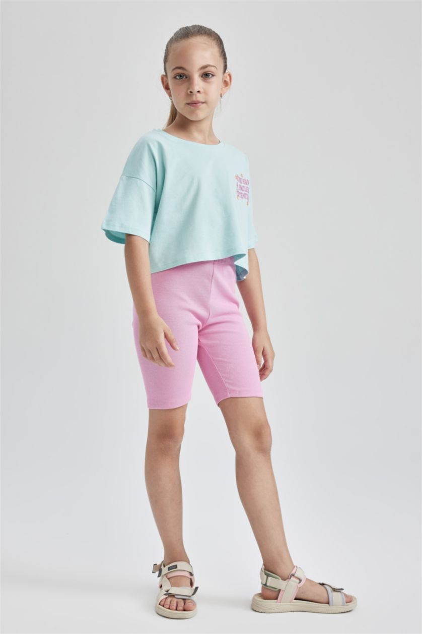 GIRLS & TEENS Pink Girl Biker Biker Leggings