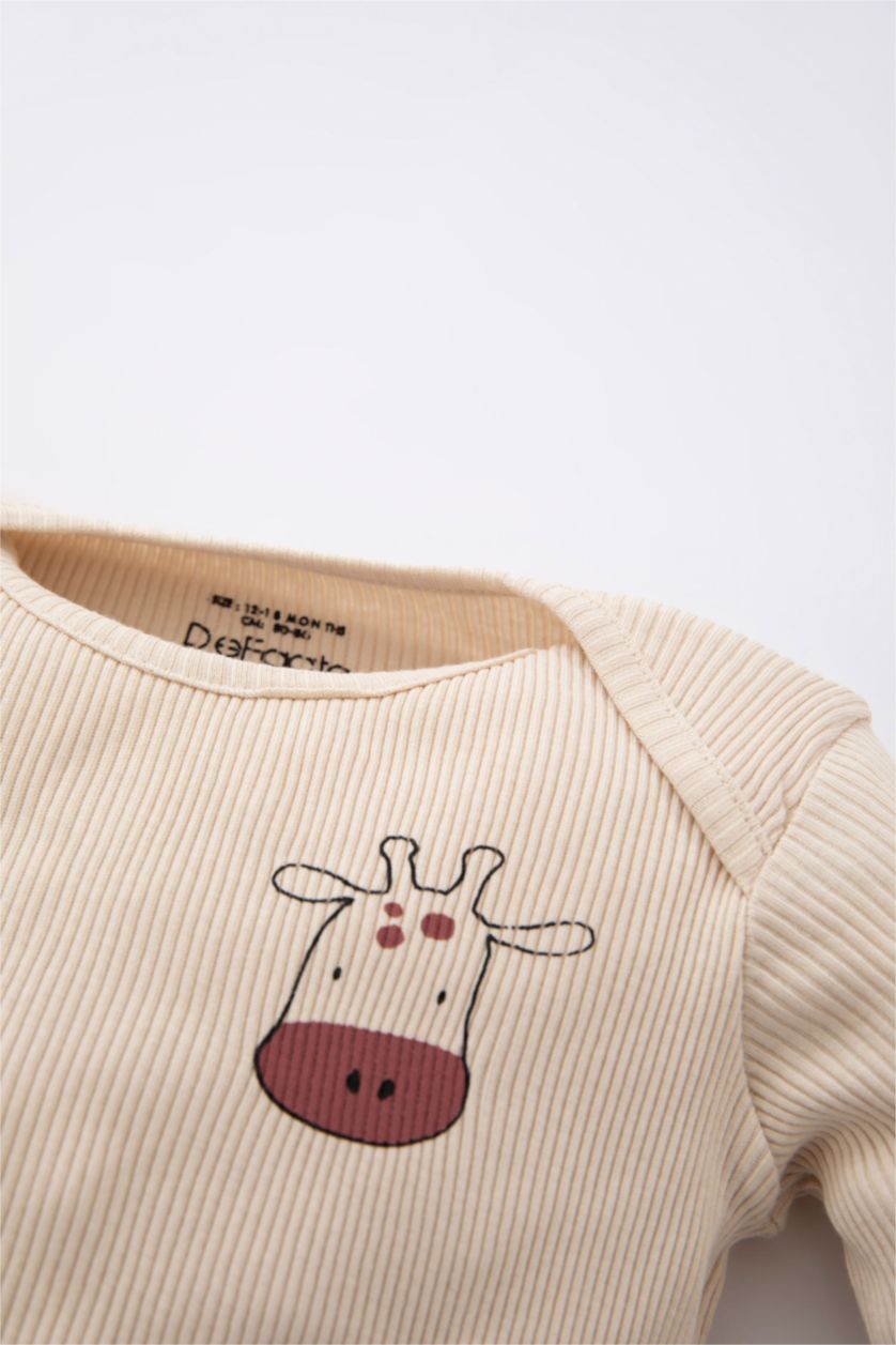 BABY BOY Beige 3 piece Regular Fit Crew Neck Set