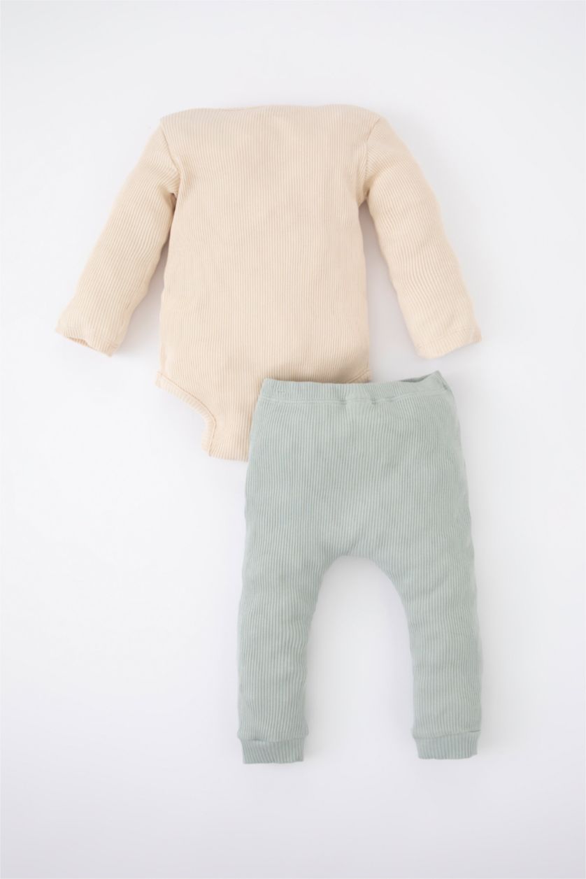 BABY BOY Beige 3 piece Regular Fit Crew Neck Set