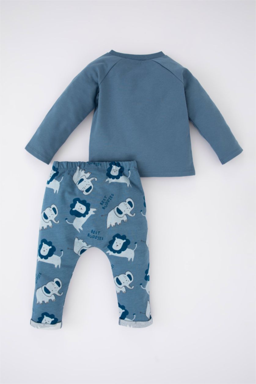 BÉBÉ GARÇON Bleu Ensemble En Tricot 2 Polaires Col Ras Du Cou Animal Manche Longue 2 BéBé Garçon