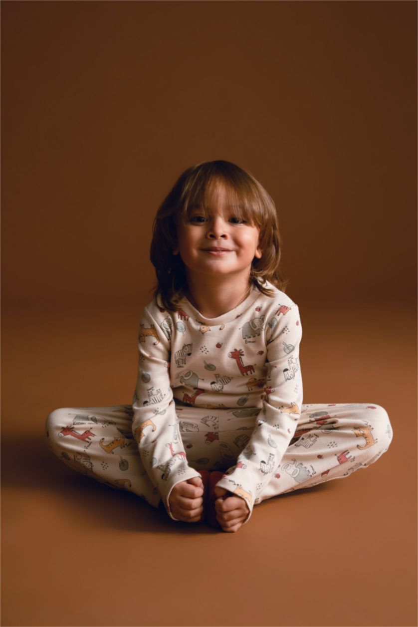 BÉBÉ GARÇON Beige Pyjamas En Tricot Col Ras Du Cou Animal Manche Longue 2 BéBé Garçon