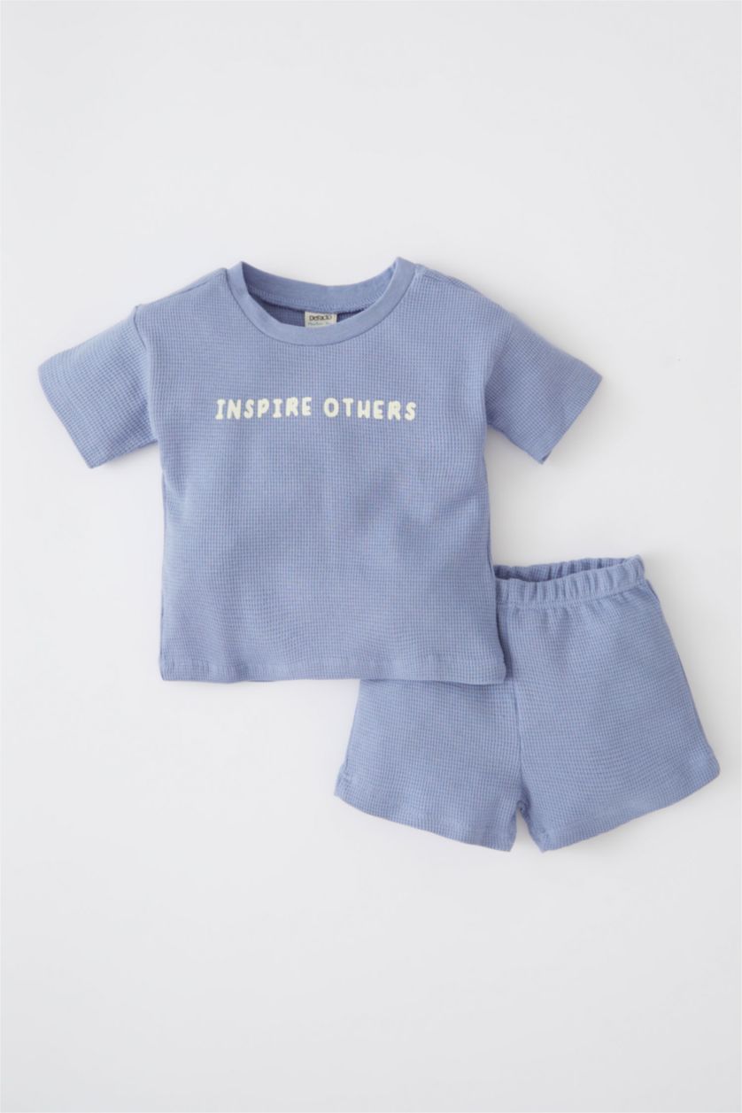 BABY BOY Blue Baby Boy Printed Waffle Short Sleeve T-Shirt Shorts 2-Pack Set