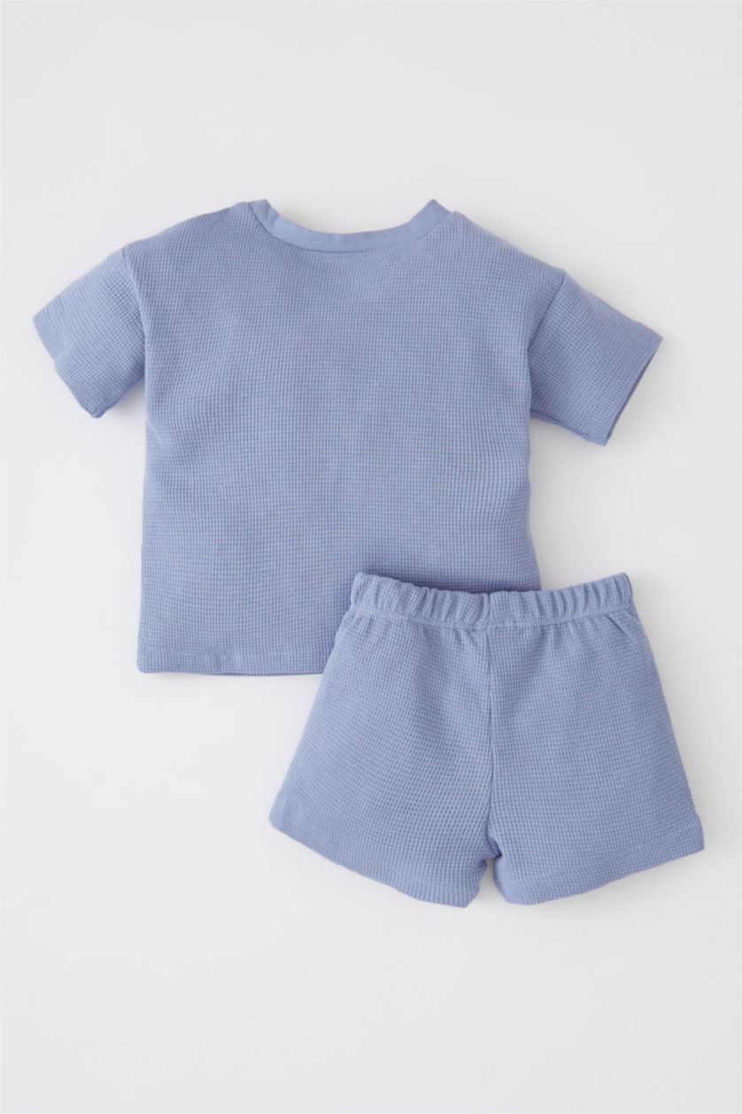 BABY BOY Blue Baby Boy Printed Waffle Short Sleeve T-Shirt Shorts 2-Pack Set