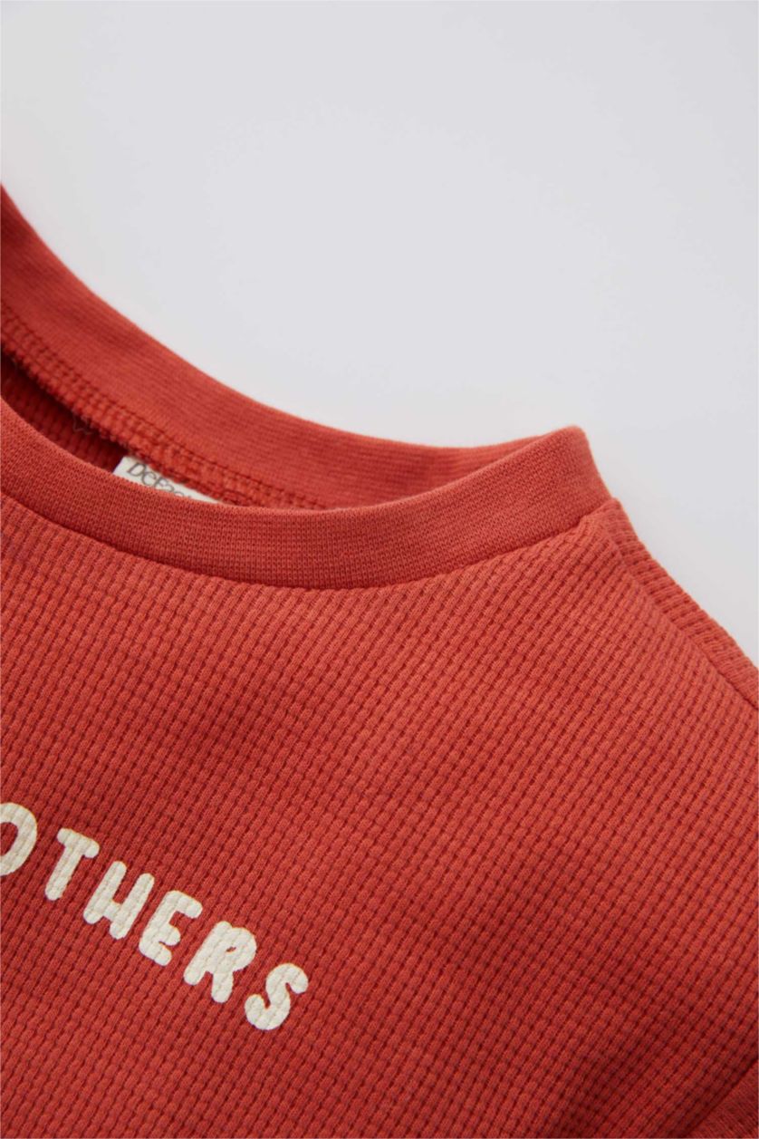 BÉBÉ GARÇON Orange Clair Ensemble t-shirt et short à manches courtes gaufré coupe standard pour bébé garçon