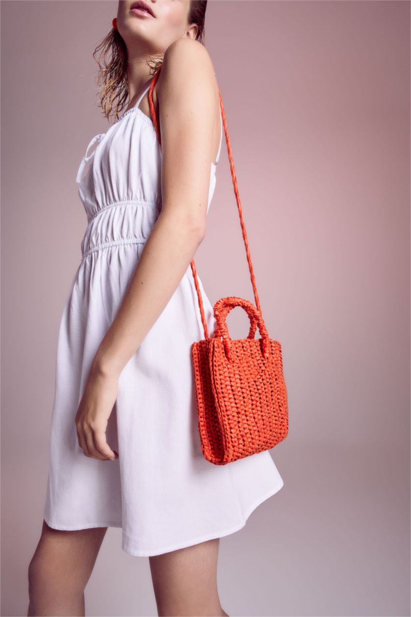 FEMME Orange Sac à main en paille pour Femme