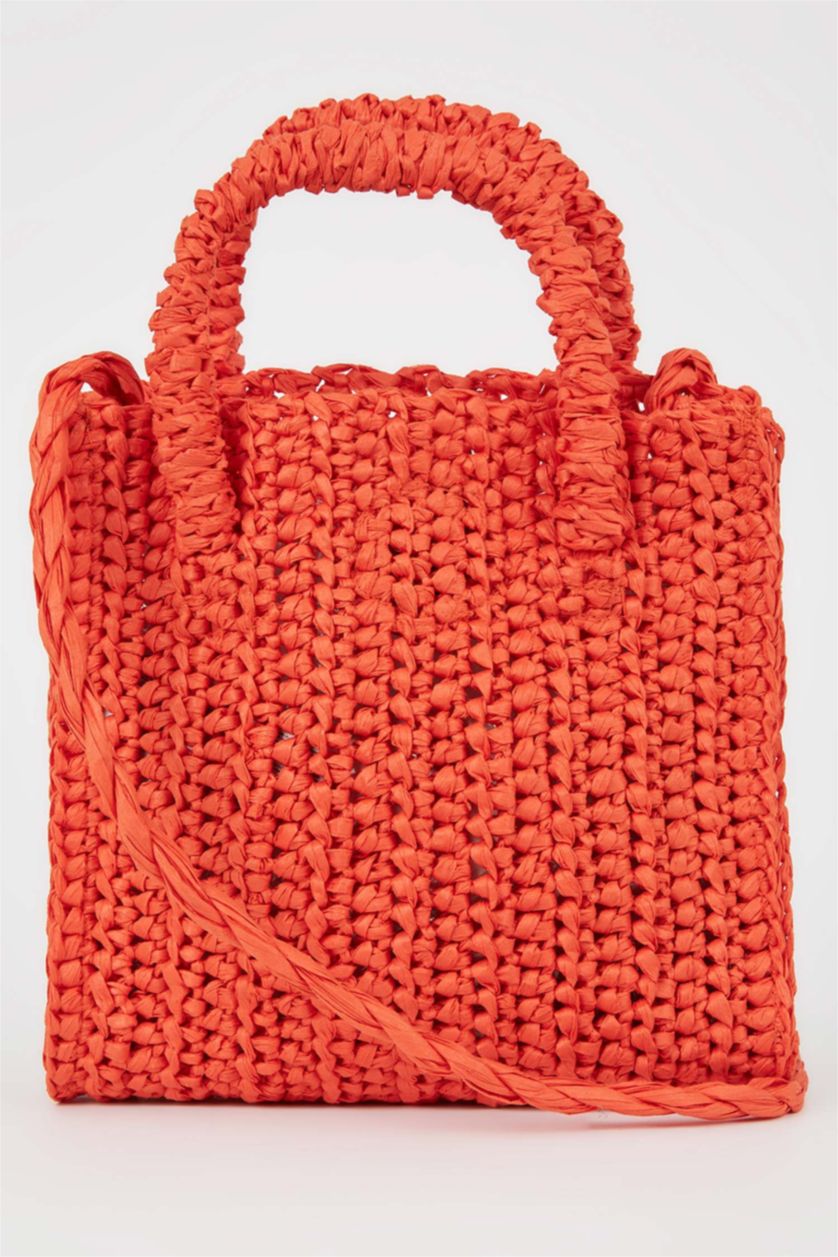 FEMME Orange Sac à main en paille pour Femme