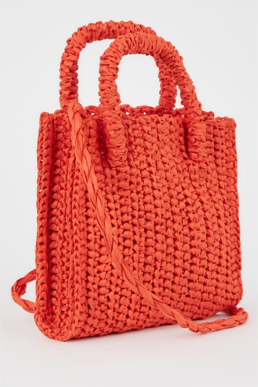 FEMME Orange Sac à main en paille pour Femme