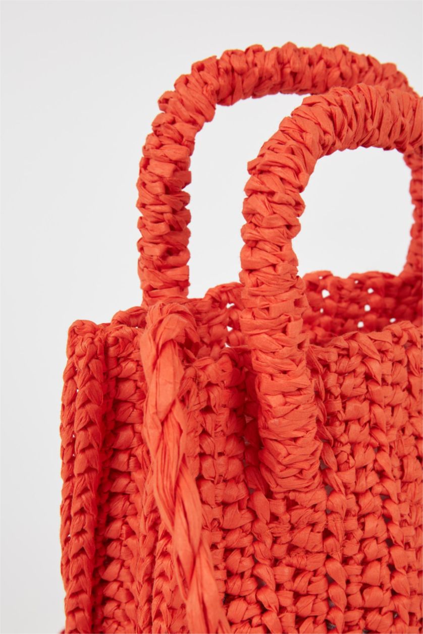 FEMME Orange Sac à main en paille pour Femme